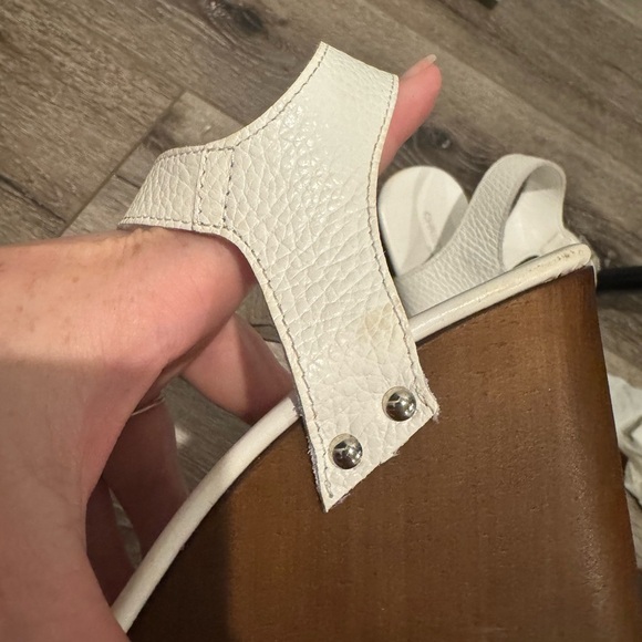 CHRISTIAN DI RICCIO WHITE LEATHER PLATFORM WEDGE SANDALS with studs 9.5 (41) - Picture 14 of 14
